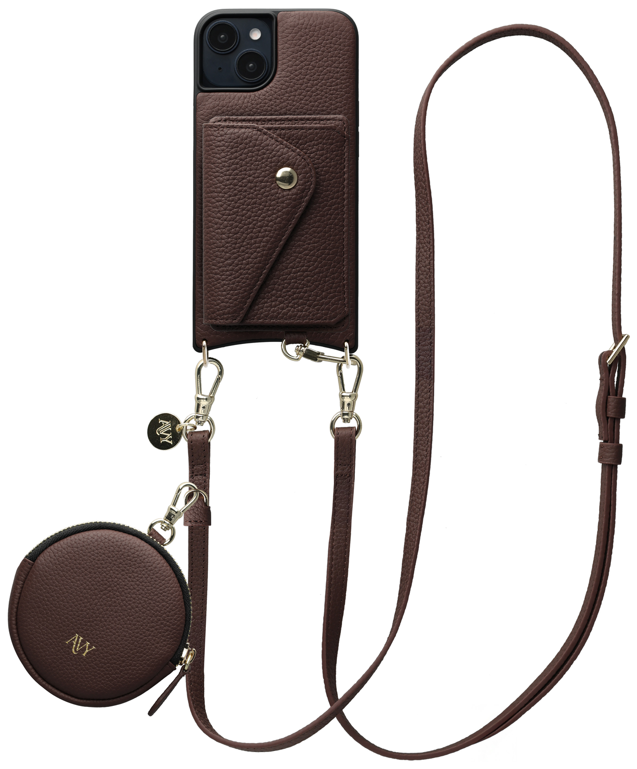 AVY Apple iPhone 14 / 13 - Statement Kit - Chocolate - Long Leather afbeelding 1