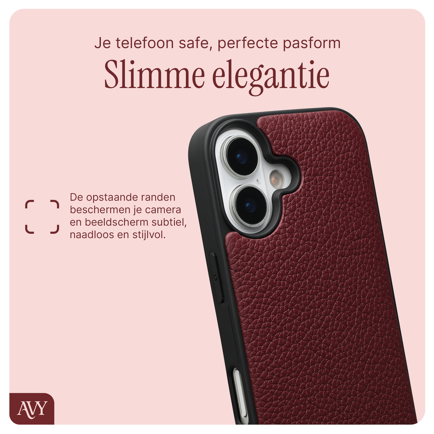 AVY Apple iPhone 16 - Statement Kit - Burgundy - Long Leather afbeelding 6