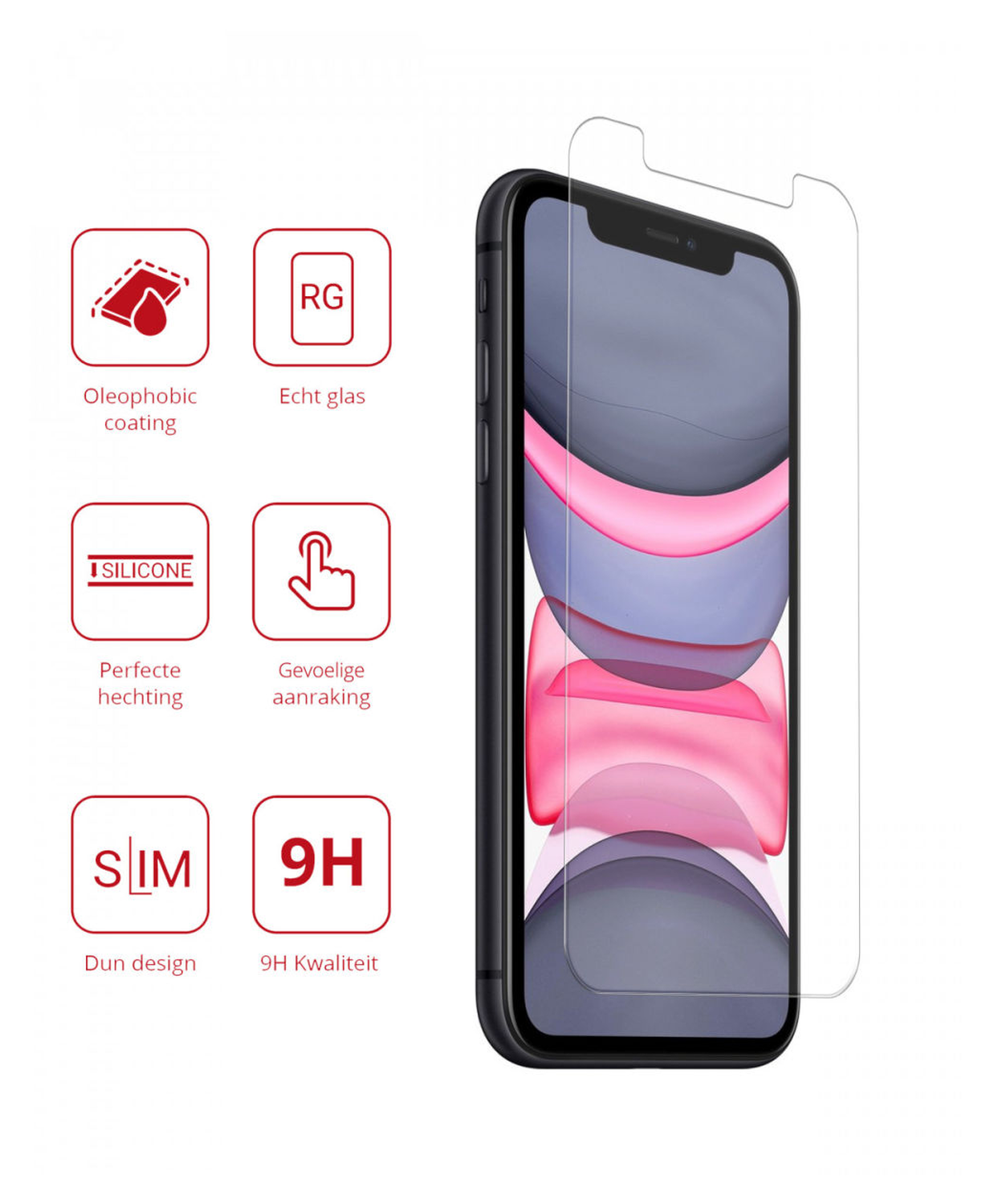 Rosso Apple iPhone 11 9H Tempered Glass Screen Protector - Duo Pack afbeelding 2