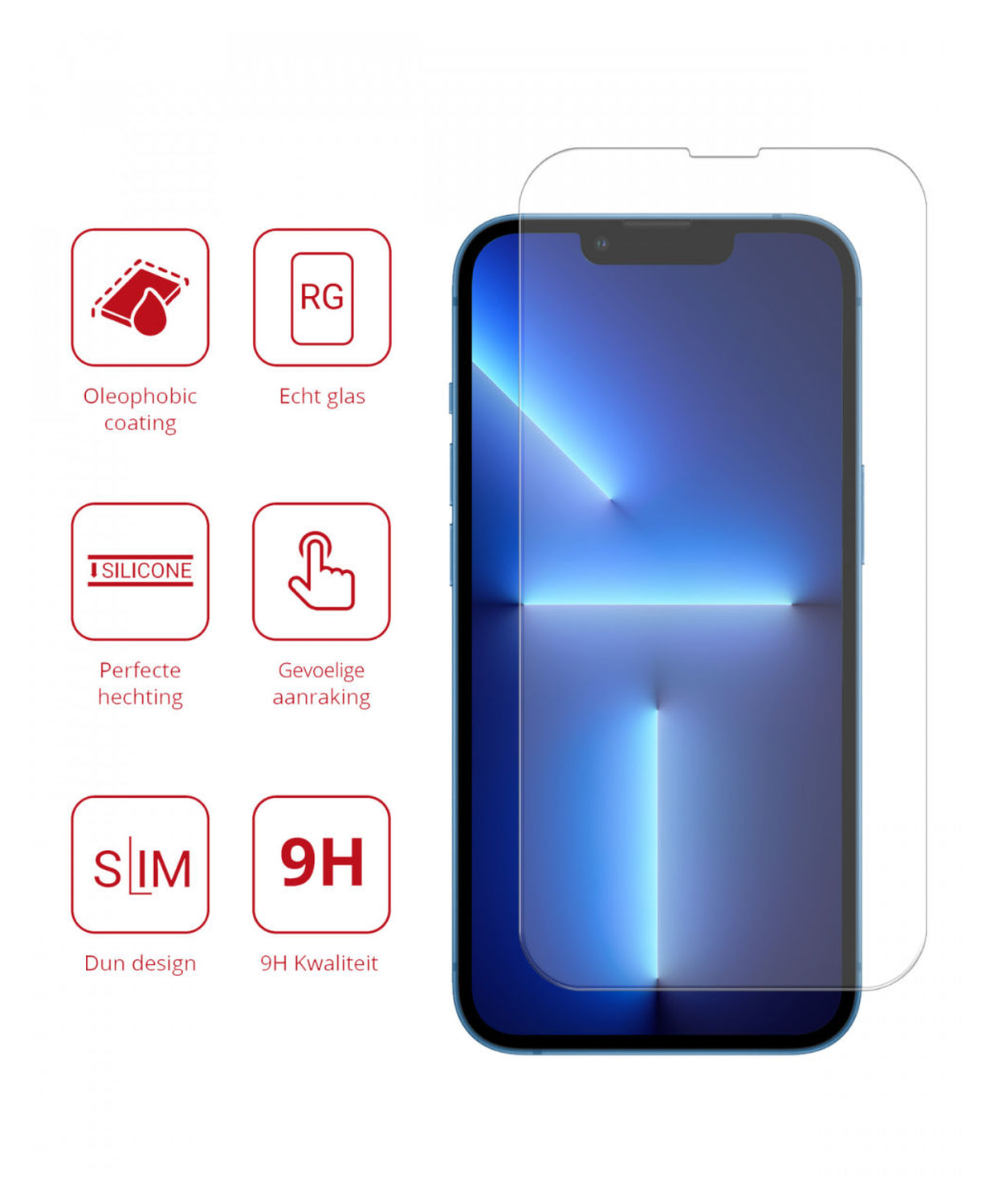 Rosso Apple iPhone 13 Pro Max 9H Tempered Glass Screen Protector - Duo Pack afbeelding 2