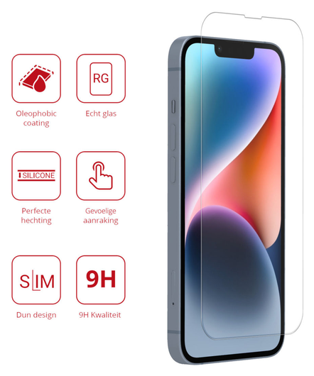 Rosso Apple iPhone 14 9H Tempered Glass Screen Protector - Duo Pack afbeelding 2