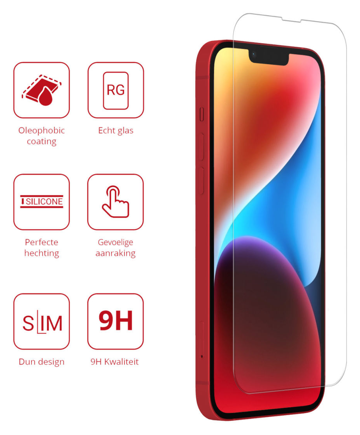 Rosso Apple iPhone 14 Plus 9H Tempered Glass Screen Protector - Duo Pack afbeelding 2