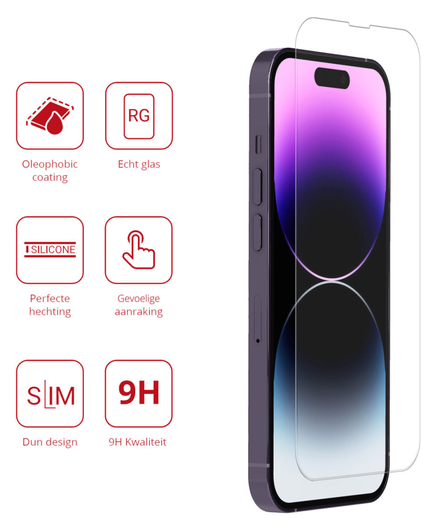 Rosso Apple iPhone 14 Pro 9H Tempered Glass Screen Protector - Duo Pack afbeelding 2