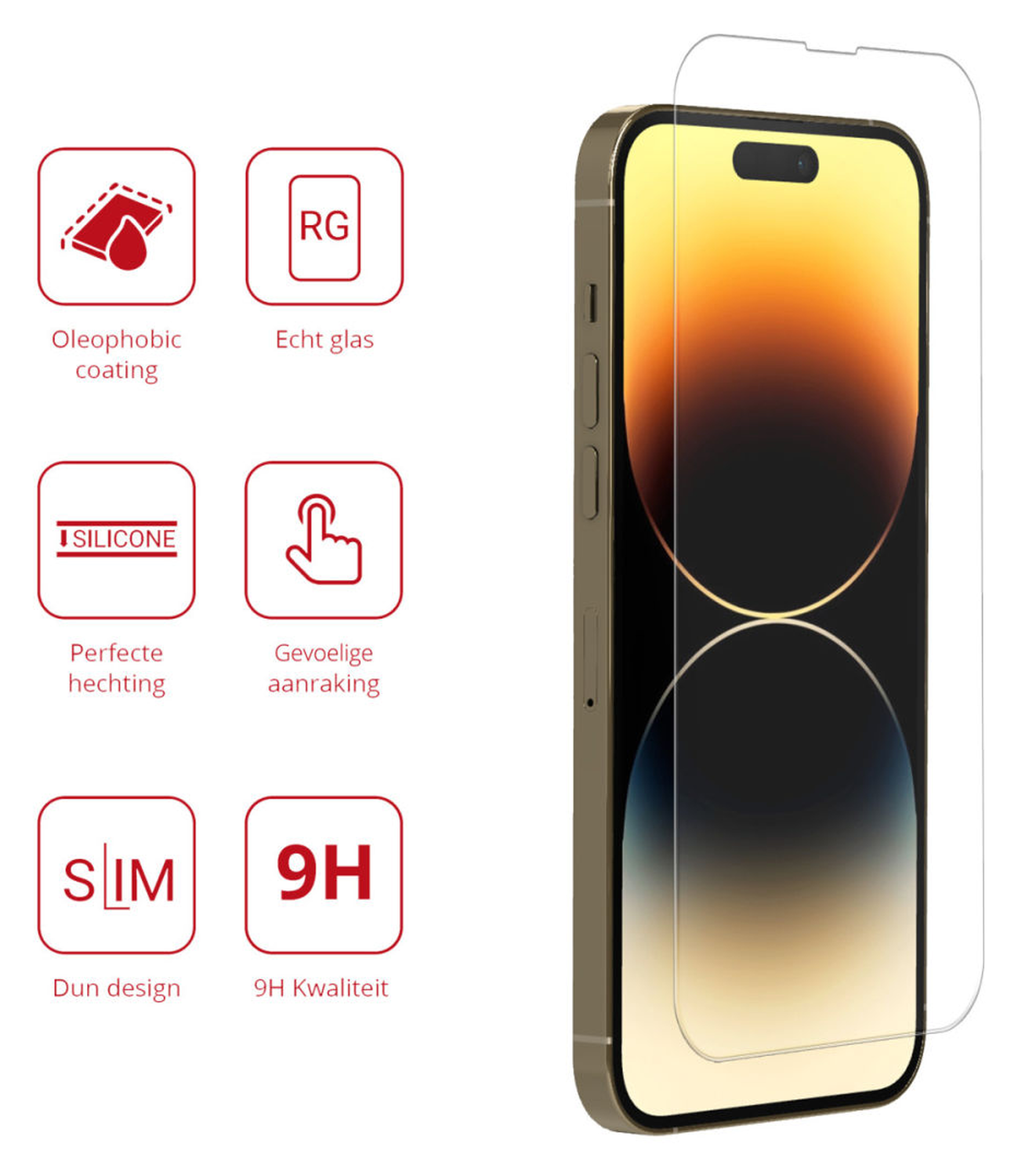 Rosso Apple iPhone 14 Pro Max 9H Tempered Glass Screen Protector - Duo Pack afbeelding 2