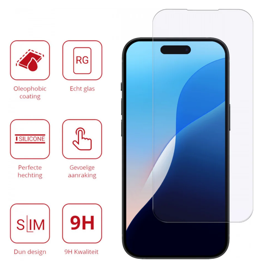 Rosso Apple iPhone 16 9H Tempered Glass Screen Protector - Duo Pack afbeelding 2