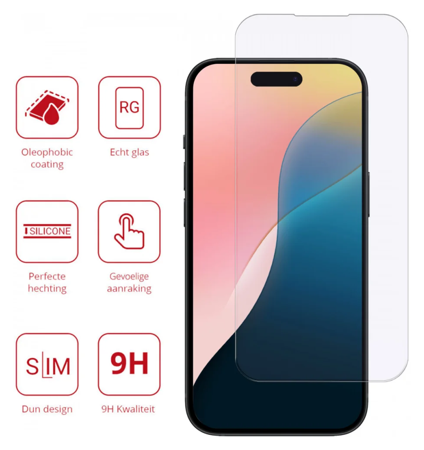 Rosso Apple iPhone 16 Plus 9H Tempered Glass Screen Protector - Duo Pack afbeelding 2