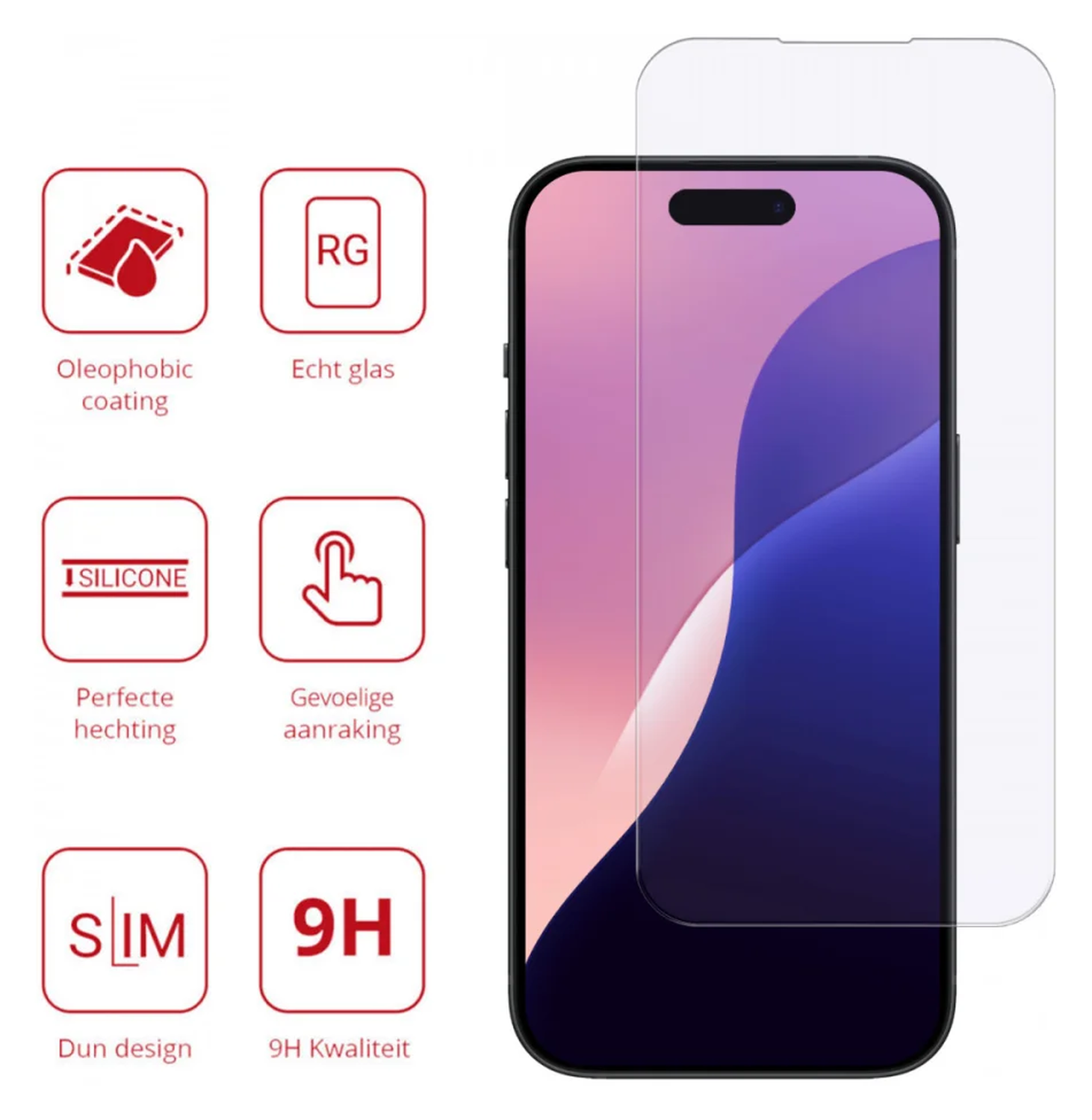 Rosso Apple iPhone 16 Pro 9H Tempered Glass Screen Protector - Duo Pack afbeelding 2