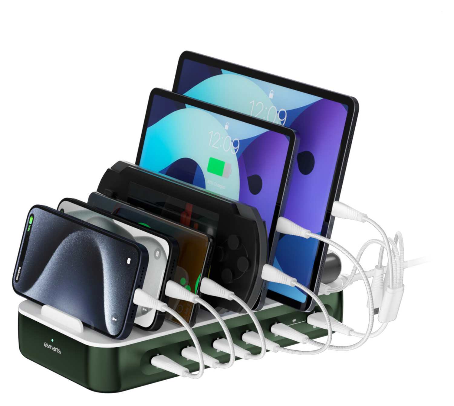 4Smarts Team 100W Laadstation 5x USB-C 1x USB-A Oplader Groen afbeelding 1