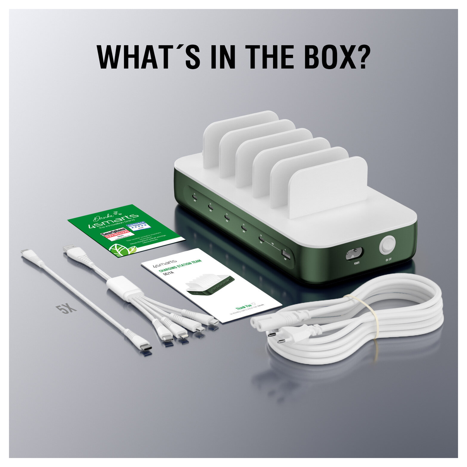 4Smarts Team 100W Laadstation 5x USB-C 1x USB-A Oplader Groen afbeelding 12