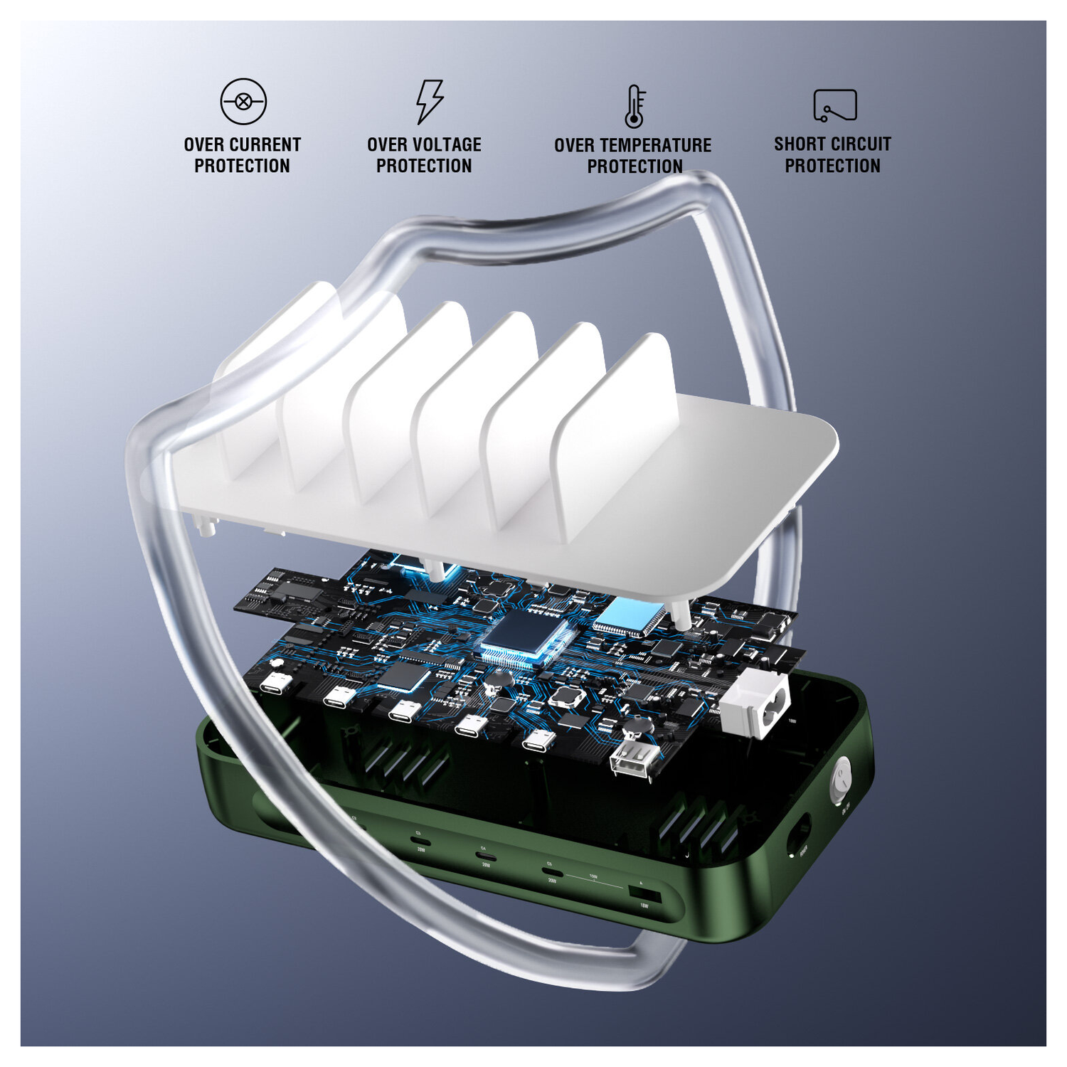 4Smarts Team 100W Laadstation 5x USB-C 1x USB-A Oplader Groen afbeelding 4