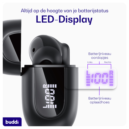 Duo Pack Buddi Pulse Draadloze Oordopjes Noise Cancelling ANC + ENC Zwart afbeelding 5