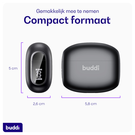 Duo Pack Buddi Pulse Draadloze Oordopjes Noise Cancelling ANC + ENC Zwart afbeelding 9