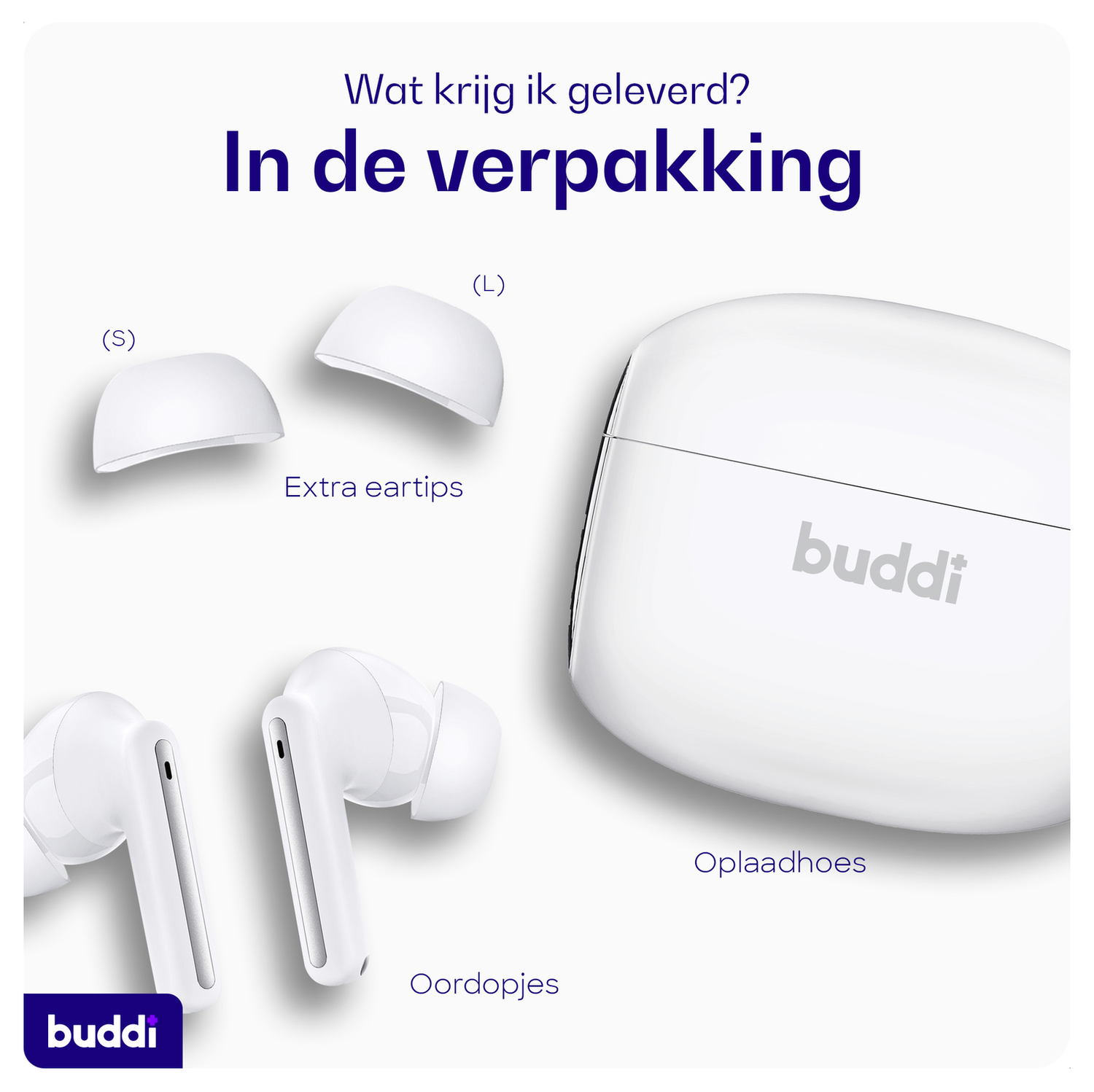 Duo Pack Buddi Pulse Draadloze Oordopjes Noise Cancelling ANC + ENC Wit afbeelding 10