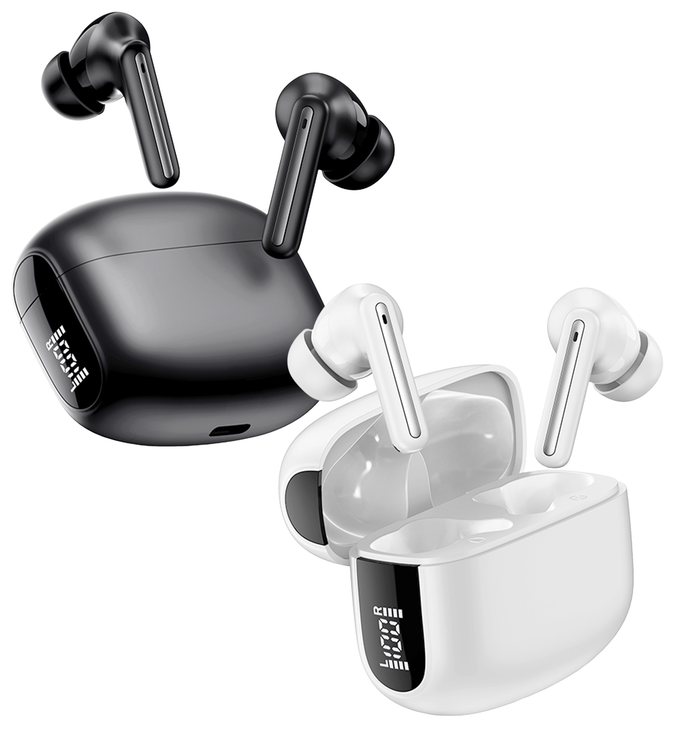 Duo Pack Buddi Pulse Draadloze Oordopjes Noise Cancelling ANC + ENC Zwart Wit afbeelding 1