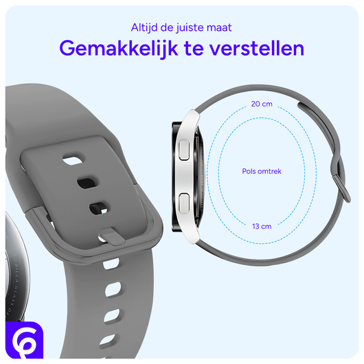 SBG Universeel Smartwatch 20MM Bandje - Siliconen - Grijs afbeelding 5