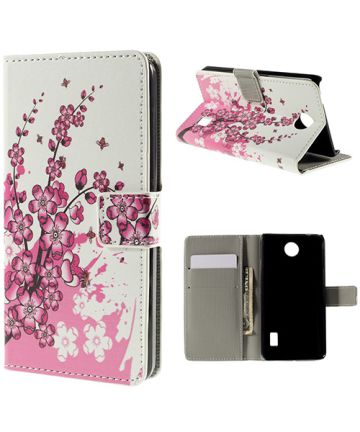 Huawei Y635 Wallet Print Case Pink Blossom Hoesjes