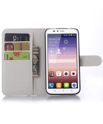 Huawei Y625 Litchi Leather Stand Case Wit Hoesjes