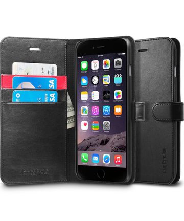Spigen Wallet S Flip Case Apple iPhone 6S Plus Black Hoesjes