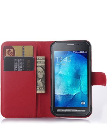 Samsung Galaxy Xcover 3 Litchi Leather Stand Case Rood Hoesjes