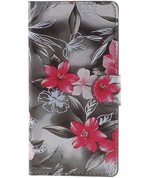 Huawei Ascend P8 Lite Red Flower Wallet Case afbeelding 5