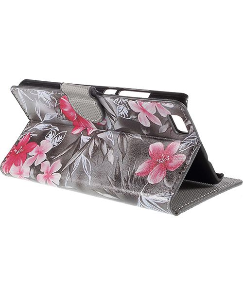Huawei Ascend P8 Lite Red Flower Wallet Case afbeelding 6