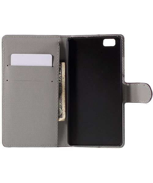 Huawei Ascend P8 Lite Purple Butterfly Wallet Case afbeelding 2
