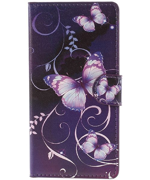 Huawei Ascend P8 Lite Purple Butterfly Wallet Case afbeelding 4