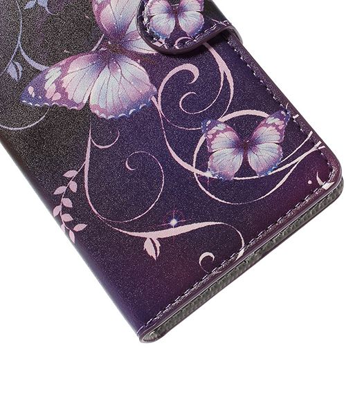 Huawei Ascend P8 Lite Purple Butterfly Wallet Case afbeelding 8