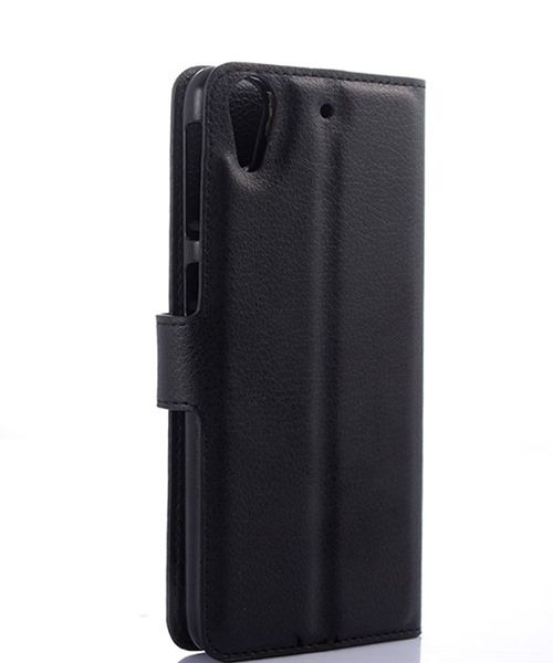 HTC Desire 626 Litchi Stand Case Zwart afbeelding 3
