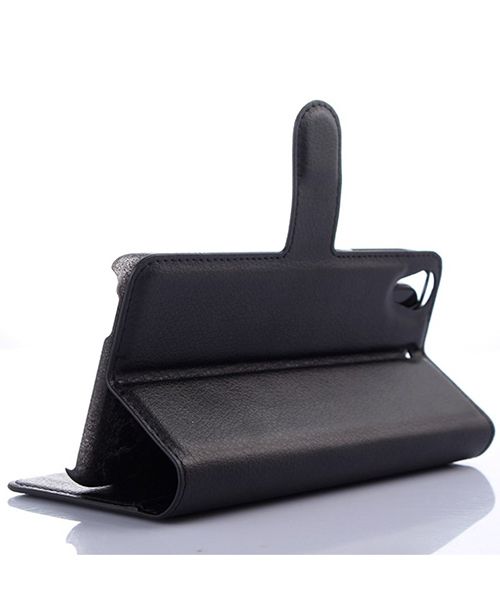 HTC Desire 626 Litchi Stand Case Zwart afbeelding 4
