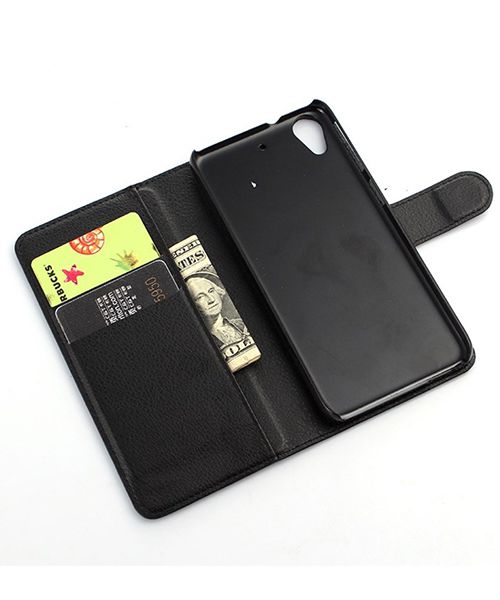 HTC Desire 626 Litchi Stand Case Zwart afbeelding 5