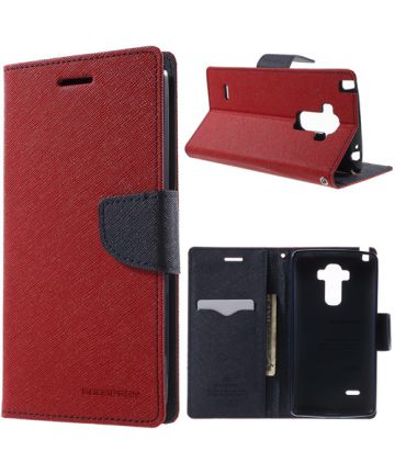 LG G4 Stylus Mercury Leather Wallet Case Rood Hoesjes