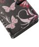 Wiko Sunset 2 Opdruk Wallet Case Pink Butterflies