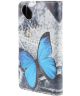 Wiko Sunset 2 Opdruk Wallet Case Blue Butterflies