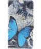 Wiko Sunset 2 Opdruk Wallet Case Blue Butterflies