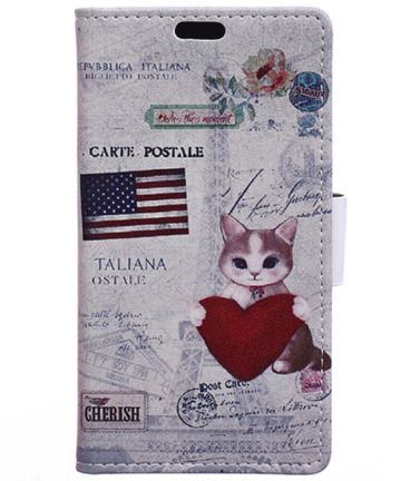 Alcatel One Touch Pixi 3 (4.5) American Cat Wallet Case Hoesjes