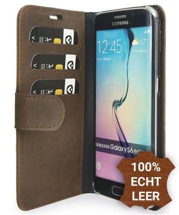 Valenta Luxe Samsung Galaxy S6 Edge Hoesje Leer Bookcase Vintage Bruin Hoesjes