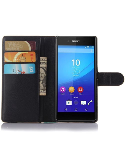 Sony Xperia Z5 Lychee Cover Stand Zwart afbeelding 1
