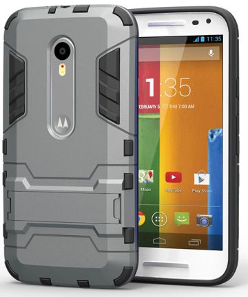 Motorola Moto G 3rd Gen Hybrid Kickstand Case Grijs Hoesjes