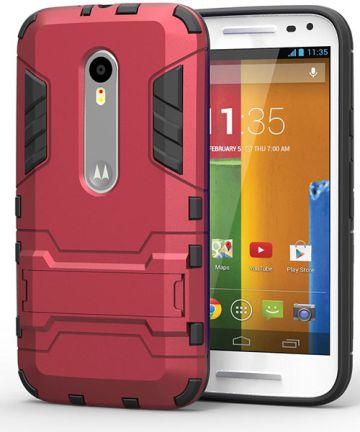 Motorola Moto G 3rd Gen Hybrid Kickstand Case Rood Hoesjes
