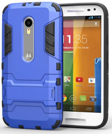 Motorola Moto G 3rd Gen Hybrid Kickstand Case Blauw Hoesjes