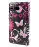 Acer Liquid Z520 Wallet Leather Stand Case Butterfly Flowers Purple