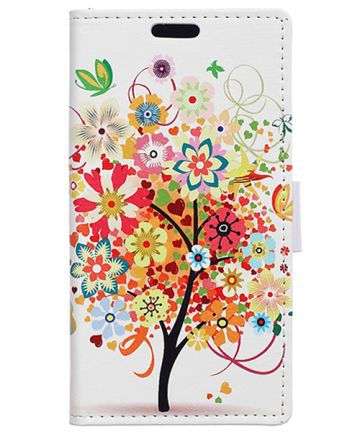 Sony Xperia Z5 Flower Tree Leather Wallet Case Hoesjes