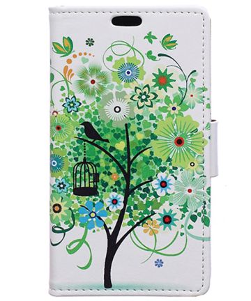 Sony Xperia Z5 Green Tree Leather Wallet Case Hoesjes