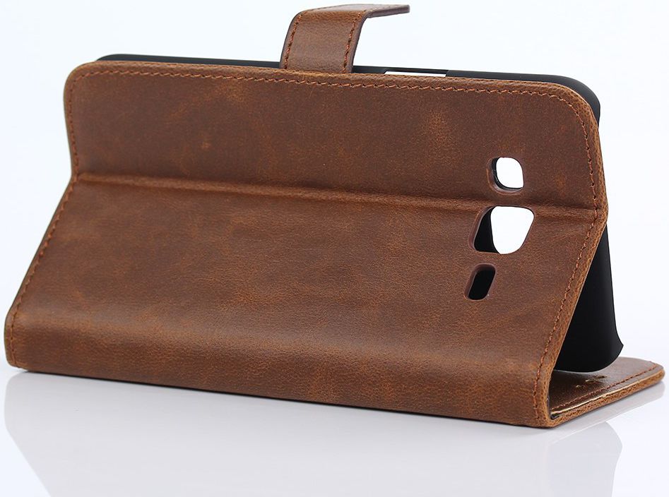 Samsung Galaxy J5 Retro Style Wallet Flip Case Vintage Bruin afbeelding 4