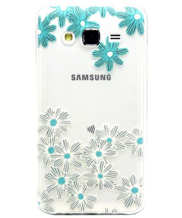 Samsung Galaxy J5 Blue Flowers TPU Case Hoesjes