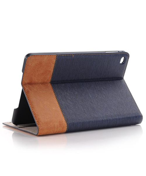 Apple iPad Mini 4 Texture Wallet Book Case Blauw afbeelding 2