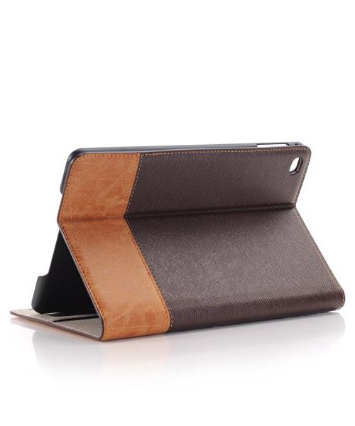 Apple iPad Mini 4 Texture Wallet Book Case Coffee afbeelding 2