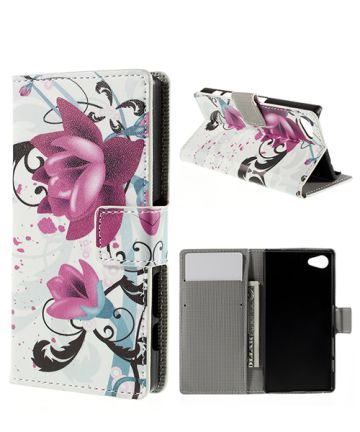 Sony Xperia Z5 Compact Bloemen Wallet Stand Case Hoesjes