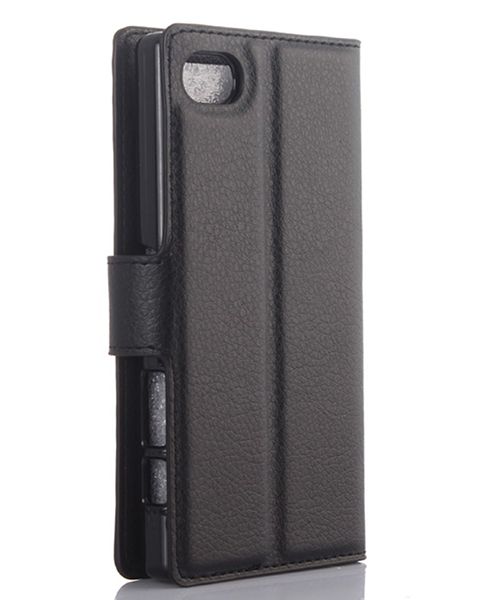 Sony Xperia Z5 Compact Litchi Stand Case Zwart afbeelding 1